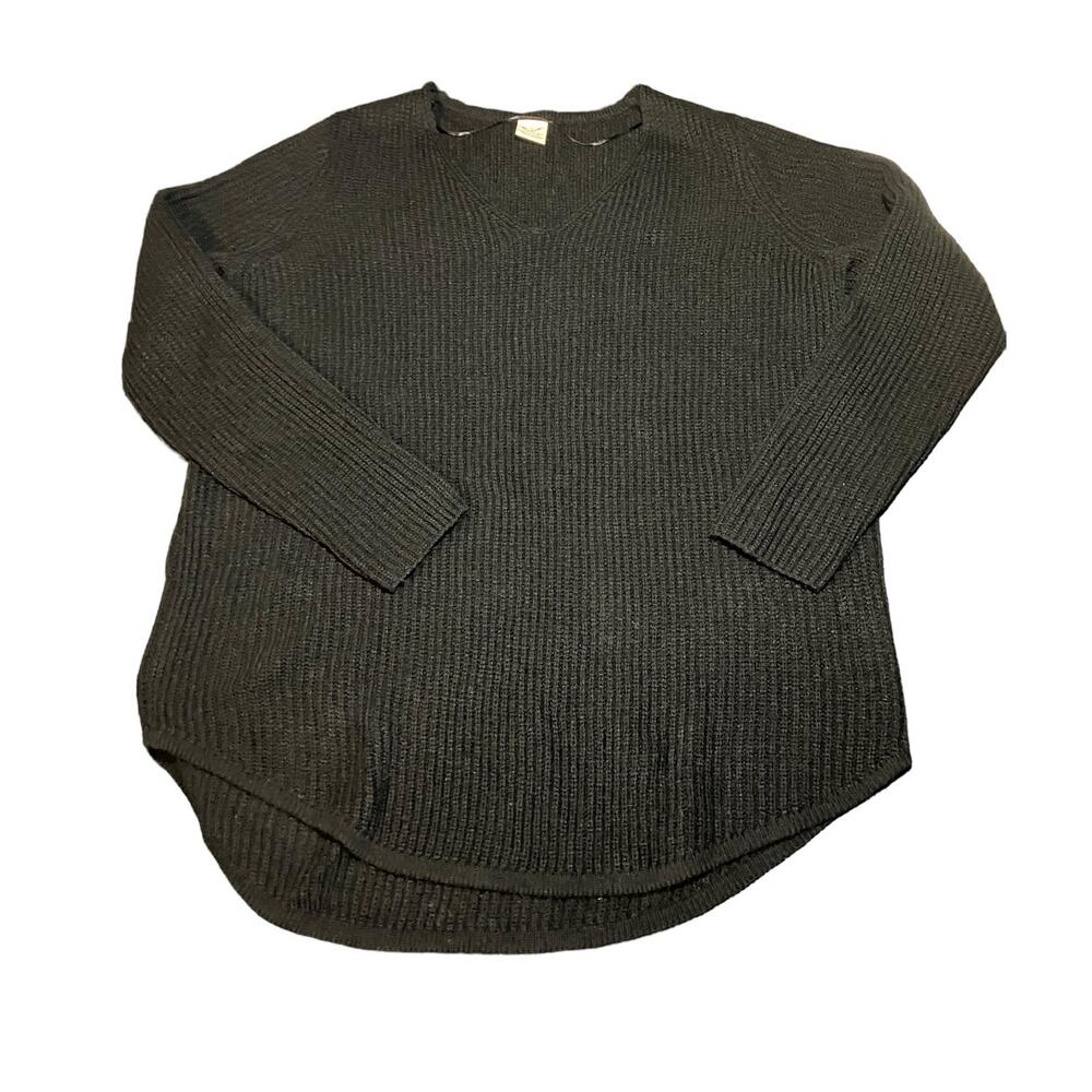 Faded Glory Women's Black V-Neck Ribbed Knit Pullover Sweater | Size L (12/14) - Picture 5 of 7